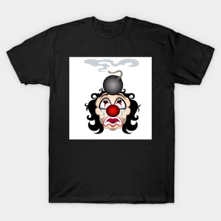 Sad clown with the lit bomb on his head. T-Shirt